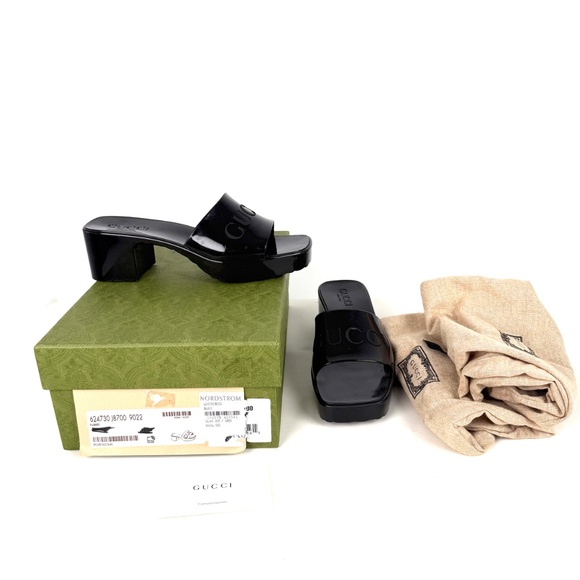 GUCCI Rubber Black Platform Slide Sandals 36, 6 - Picture 2 of 14